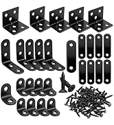 mankk 96PCS Black Straight Flat Metal Bracket & L Corner Brackets Mending Plates Stainless Steel ...