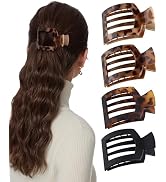 AWAYTR Flat Hair Clips For Women Lay Flat Claw Clip for Hair 4Pcs Large Square Hair Claw Clips