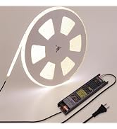 BENLUN 48V Outdoor LED Strip Lights Waterproof, 65.6ft 150W 4000K Natural White Dimmable LED Tape...