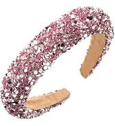 TODDER Crystal Rhinestone Headband for Women Girls Sparkly Pink Headband Glitter Sequin Padded Ha...