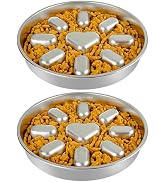Oiwliur Slow Feeder Dog Bowls with Non-Slip Mat, Stainless Steel Metal Slow Feeder for Small & Me...