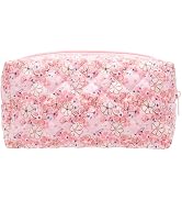 PAZIMIIK Vintage Quilted Makeup Bag Cosmetic Pouch for Brushes Pencils and Travel Make Up Accesso...