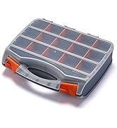 MIXPOWER 30-Compartments Double Sided Organizer, 12-Inch Toolbox with Impact Resistant Polymer an...