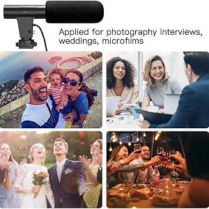 Mini shotgun microphone with foam windscreen, ideal for interviews, weddings, vlogs