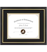8.5x11 Diploma Frame - Use as 8.5x11 Certificate Frame with Black Over Gold Mat or 11x14 Frame wi...