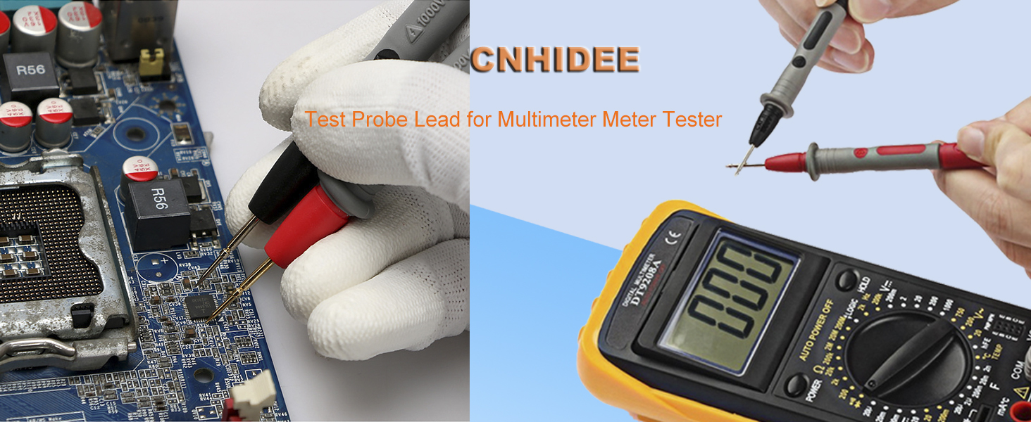 1000V 20A Ultra-Sharp Gold-Plated Test Probe Lead for Multimeter Meter Tester, 41 inch / 105 cm