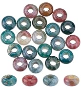 DICOSMETIC 20Pcs Natural Indian Agate Beads Large Hole Gemstone Beads 10mm Stone Beads Rondelle E...