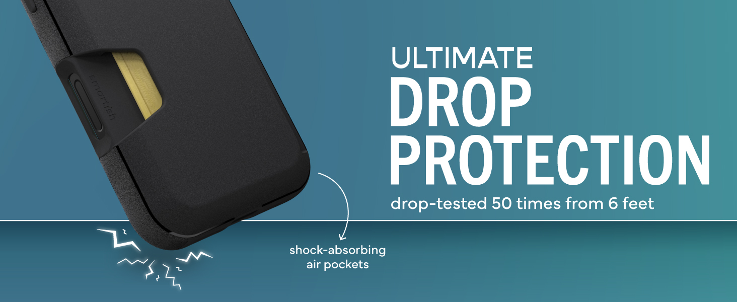 Smartish Wallet Slayer iPhone 17 Pro - drop tested 6 feet 50 times, shockproof air pocket corners