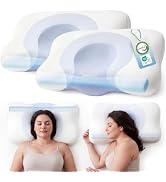 Bedsure Cervical Neck Pillow Set of 2 - Memory Foam Pillows for Ergonomic Orthopedic Support Pill...