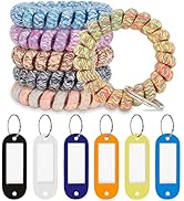 BIHRTC 6PCS Coil Wrist Keychain Accessories Bracelet Key Ring Holder Spiral Keychains Spring Flex...