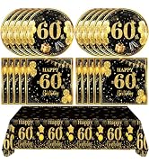 41Pcs 60th Birthday Decorations for Men Women,Cheers to 60 Years Black Gold Vintage 60 Birthday S...