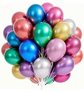 PartyWoo Metallic Balloons 66pcs 12 Inch Metallic Blue Silver Gold Purple Pink Green Rose Gold La...