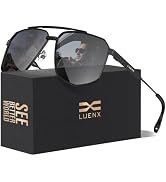 Luenx Aviator Polarized Men Sunglasses Women Square UV400 Driving | Large Head Fit,Adjustable Nos...