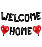 TONIFUL Welcome Home Balloons,16 Inch Black Welcome Home Foil Balloons Banner Welcome Home Party ...