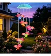 Toodour Solar Wind Chime, Color Changing LED Swaging Butterfly Wind Chimes, Upgrade Butterfly wit...