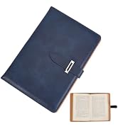 CRASPIRE A5 Leather Notebook Cover Prussian Blue Waterproof Envelope Folder Refillable Notebook B...