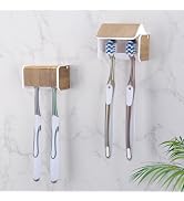 Toothbrush Holders Wall Mounted with Cover, Electric Tooth Brushing Holder for Bathroom, 2 Slots ...