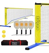 Pickleball Net Set for Driveway, 22FT Regulation Size Pickleball Net with Paddles Set of 4, Outdo...