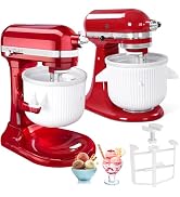 Ice Cream Attachment Compatible with KitchenAid 4.5/5/6/7QT Mixers,Makes 2 Quarts of Ice Cream,Co...