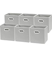 Simple Houseware Foldable Cube Storage Bins with Handles, 11-Inch, Gray, 6-Pack, Fabric Cubes Org...