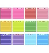 12Pcs Inspirational Sticky Notes, 3x3In Motivational Fun Stick Notepads Unique Design with Lines,...