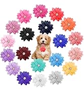 Catcan 20 Pcs Dog Flower Collar Accessory, Multi-Color Pet Collar Flower with Pearl Soft Chiffon ...