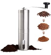 PARACITY Manual Coffee Bean Grinder Stainless Steel Hand Mill Ceramic Burr for Aeropress, Drip Co...
