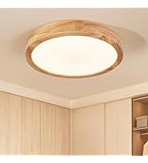 Modern LED Ceiling Light for Bedroom: Minimalist Wood Flush Mount Ceiling Light Fixture with Acry...