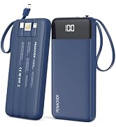 Portable Charger Built-in Cables,10000mAh Power Bank for iPhone,Fast Charge USB C Battery Pack Tr...