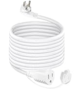 10FT Outdoor Weatherproof Power Extension Cord - White Low Profile Flat Plug 3Prong Extension Cor...