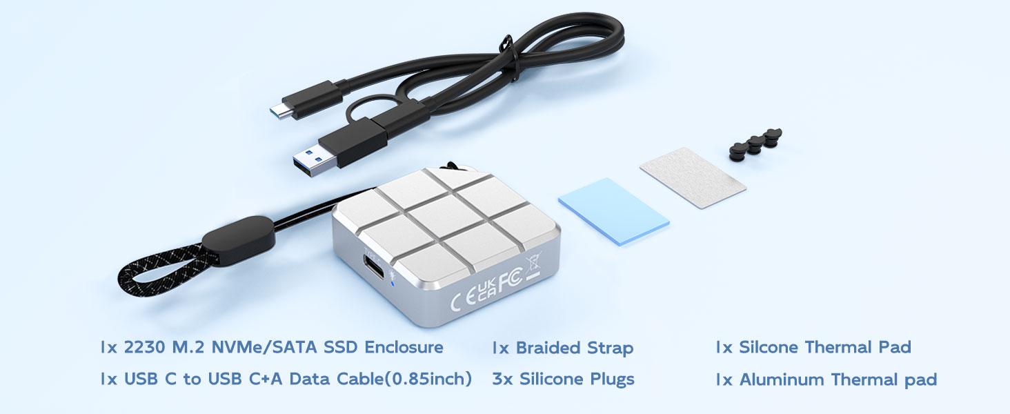 Strong durable and anti-corruption lightweight luxury delicate 2230mm nvme pcie m.2 ssd enclosure