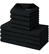 Homaxy 100% Cotton Kitchen Towels and Dishcloths Set, 12 x 12 & 15 x 25 Inches, Set of 8 Bulk Ter...