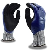 Cordova 3726 Tuf-Cor 13-Gauge HPPE/Glass Fiber Shell Gloves, Blue Full Black Sandy Palm ANSI Cut ...