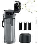 HandFan 20oz Water Bottle with Straw & Filter, BPA Free Water Flask Portable Rechargeable Cover H...