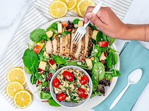 Fork in chicken salad. Spoon on the side.