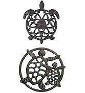 Bundle–2 Items: GASARÉ, 1 Sea Turtle Design, 1 Turtle Design, Cast Iron Trivets for Hot Dishes, P...