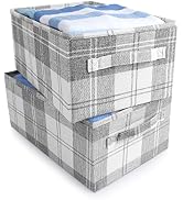ANMINY 2PCS Storage Baskets Closet Storage Organizer Bins with Handles, Foldable Large Fabric Sto...