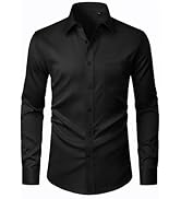 J.VER Men's Dress Shirts Stretch Stain Shield Button Down Shirt Solid Formal Business Casual Long...