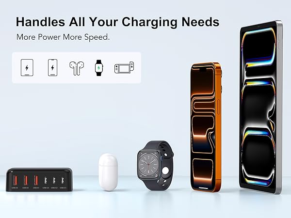 6 Ports for Fast Charging