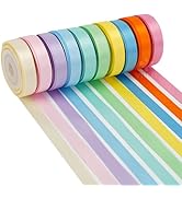 MEEDEE Pastel Rainbow Ribbon Assortment Satin Rainbow Colored Ribbon 3/8" X 50 Yards for Crafts, ...