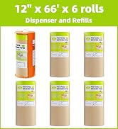 Tangibay Pre-Taped Masking Paper with Dispenser - 12" x 66' Painters Paper and Tape for Painting ...