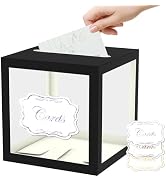 WNINK Black Card Box for Party, 8.7" Black Gift Card Box Money Box for Birthday, Wedding, Baby Sh...