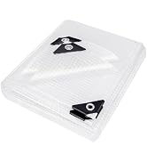 Clear White Tarp Heavy Duty Waterproof 8x10 Feet Clear Greenhouse Tarps with Grommets, 10mil Poly...