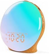 JALL Full Screen Dimmer Sunrise Alarm Clocks for Bedrooms, Wake Up Light with FM Radio, 25 White ...
