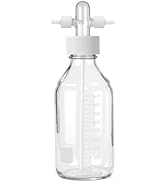 LVDALAB Lab Gas Washing Bottle with GL45 Screw Cap, Graduated Laboratory Buffer Bottles, Drechsel...
