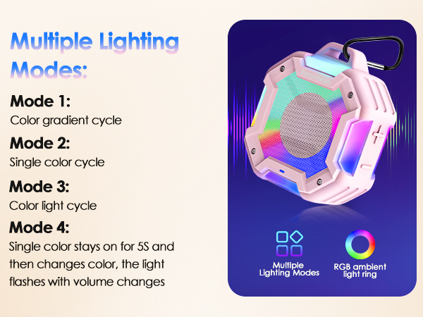LED Wireless Pink Bluetooth Speaker