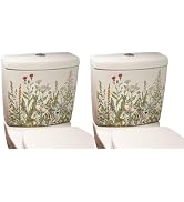 2Pcs Plant Leaves Flowers Toilet Seat Lid Stickers Self-Adhesive Bathroom Wall Green Leaf Floral ...