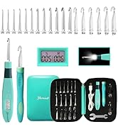Yarniss 18 Size Counting Crochet Hooks with Light, Digital Counter Crochet Hooks Set with Case (2...