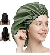 Aquior Shower Cap for Women, Extra Adjustable Shower Caps for Women Double-Layer Waterproof Reusa...