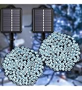 YAOZHOU Solar Cool White Christmas Lights String Outdoor Waterproof 2 Pack, Total 400LED 151ft Fa...